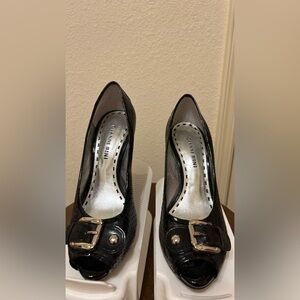 Gianni Bini Black Peep Toe Heels with Buckle